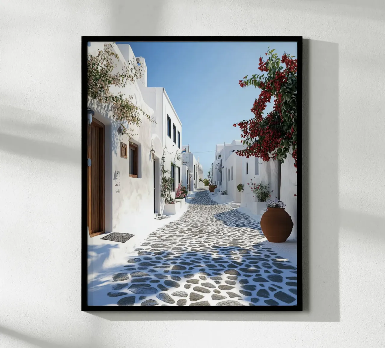Vibrazioni di Santorini poster con telaio in plastica da PhotoVibe Decor