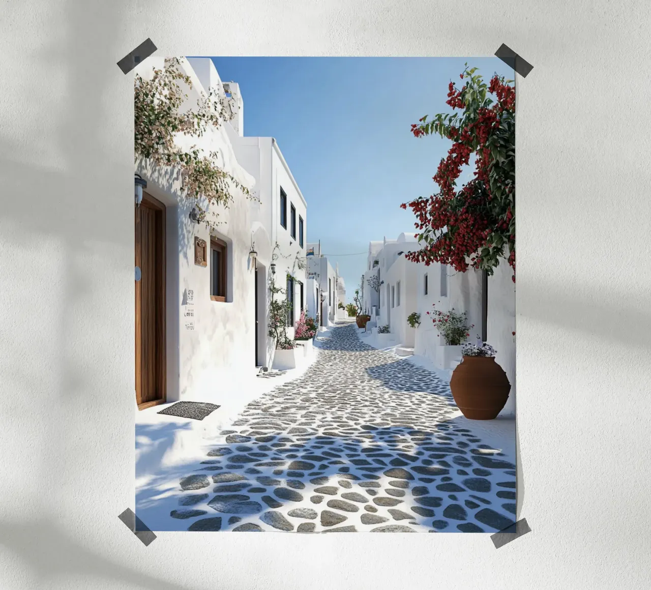 Vibrazioni di Santorini poster con telaio in plastica da PhotoVibe Decor