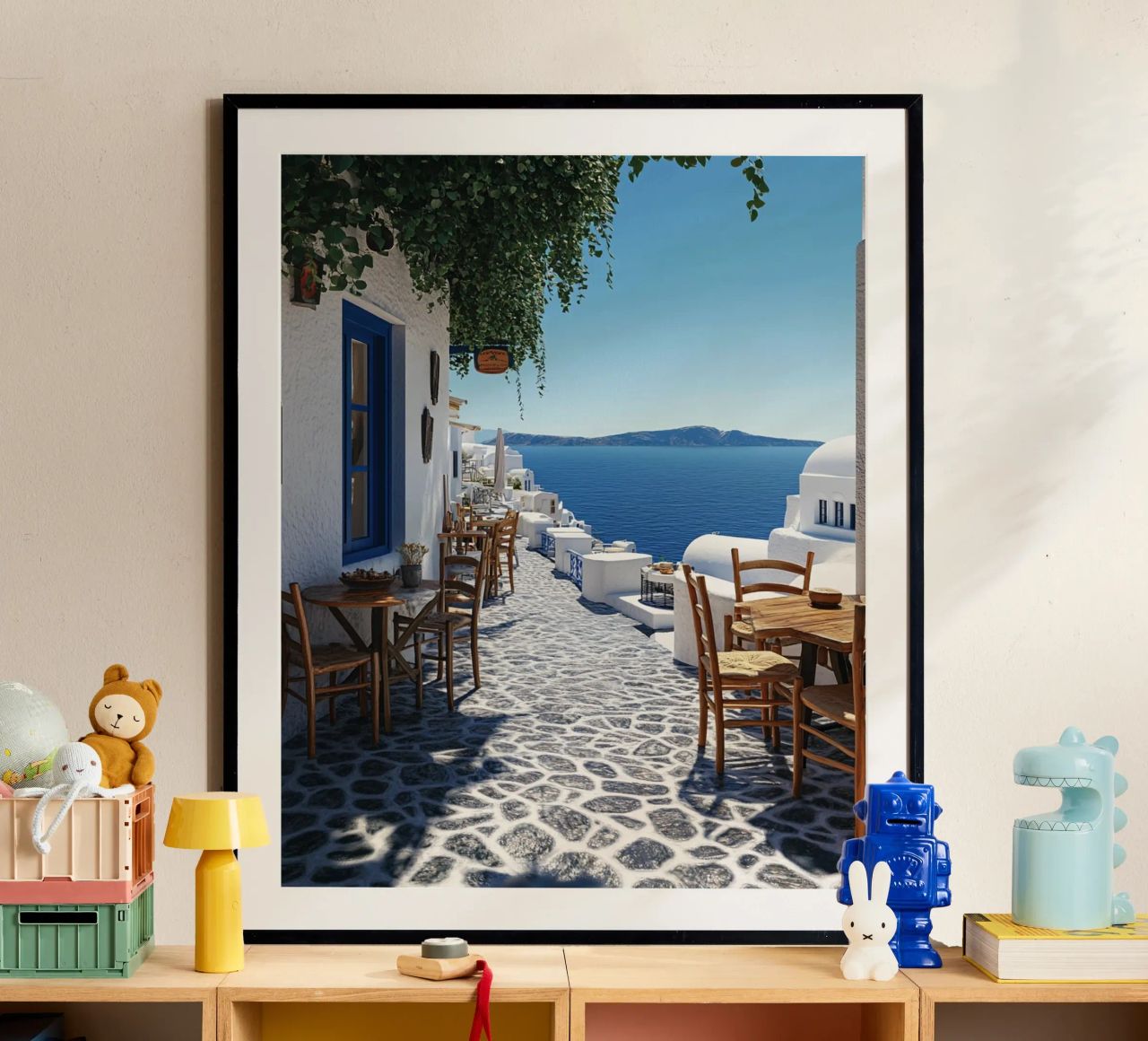 Santorini-Vibes Poster von PhotoVibe Decor