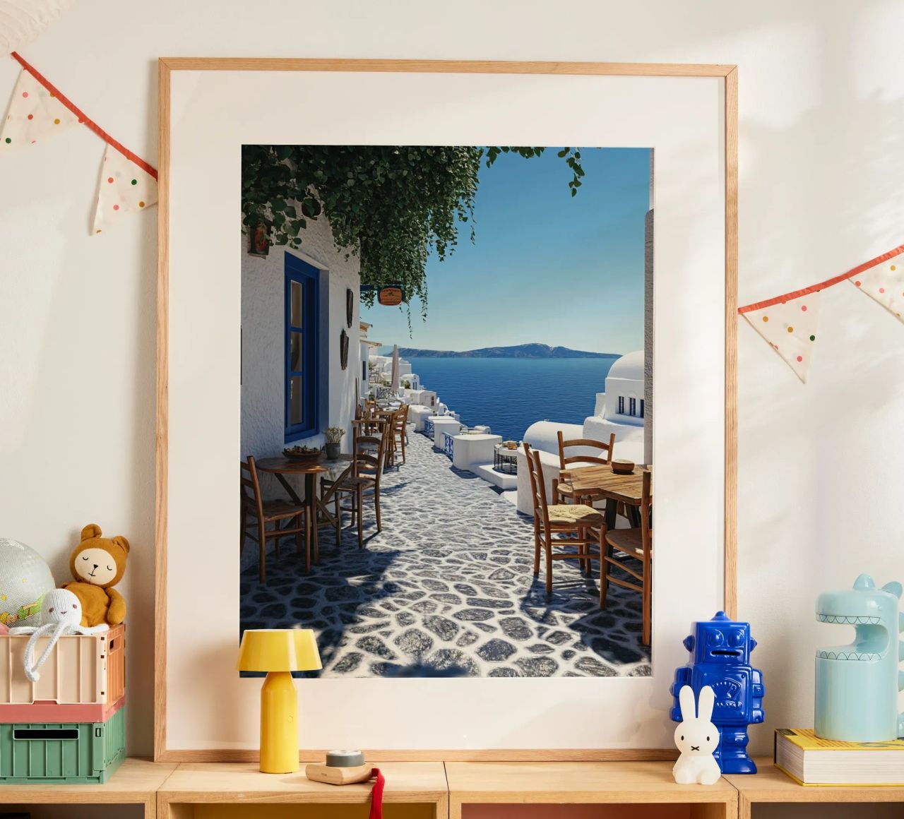 Santorini-Vibes Poster von PhotoVibe Decor