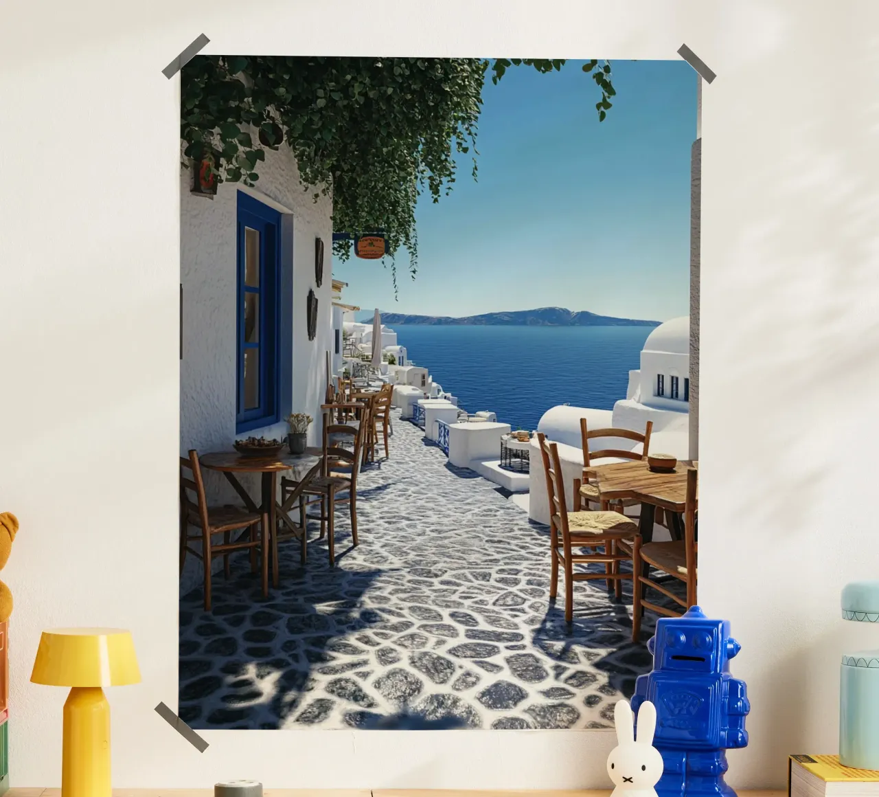 Vibrazioni di Santorini poster con telaio in plastica da PhotoVibe Decor