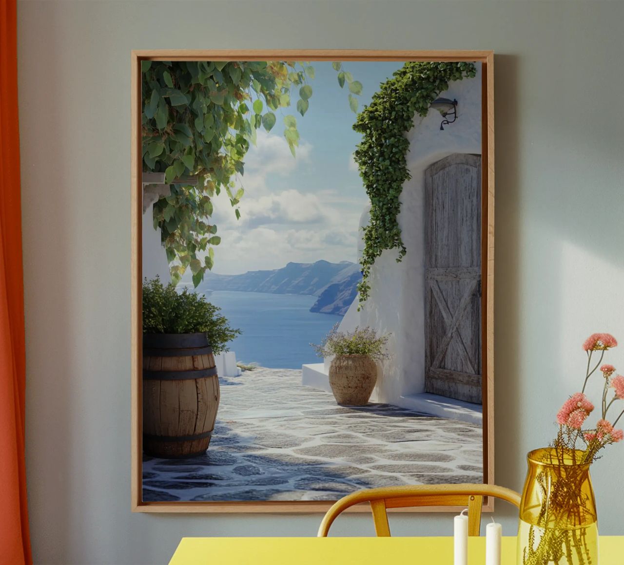 Santorini-Vibes Leinwand von PhotoVibe Decor