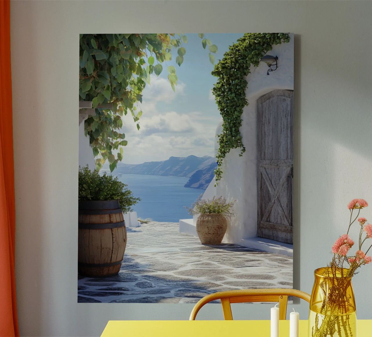 Santorini-Vibes Leinwand von PhotoVibe Decor