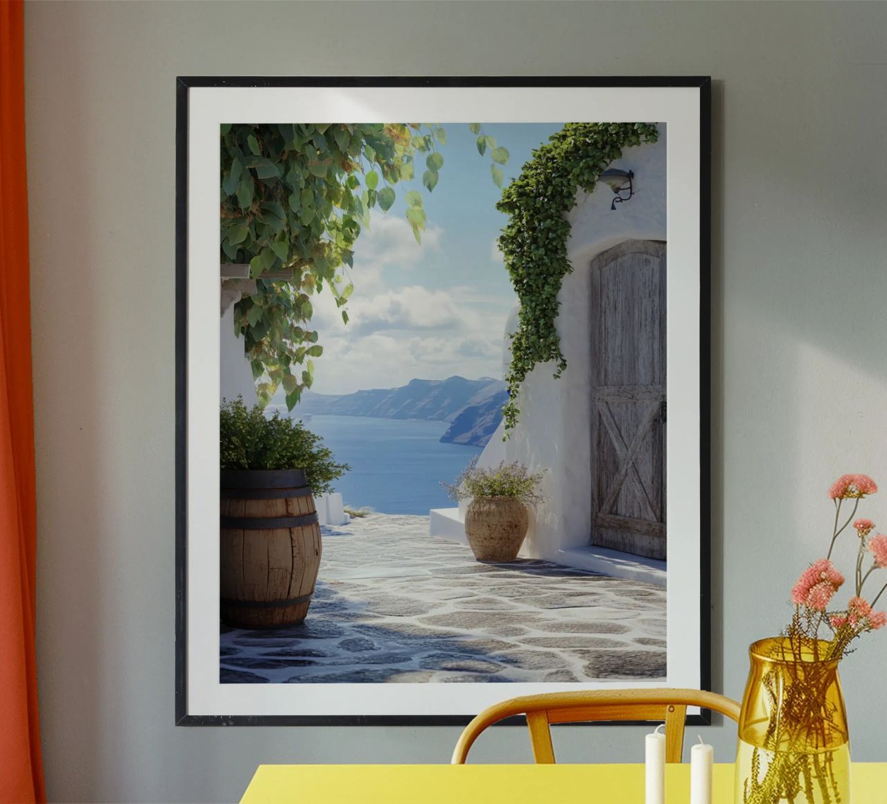 Santorini-Vibes Poster von PhotoVibe Decor
