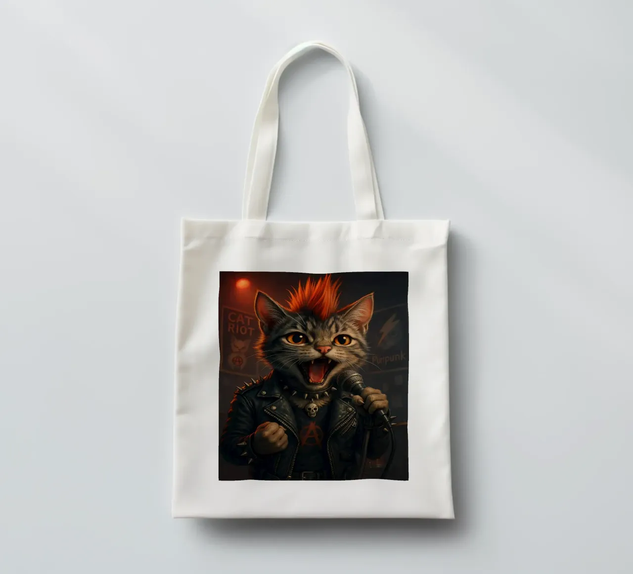 Cantante solista di Mohawk Punk Cat borsa in juta da flufftee