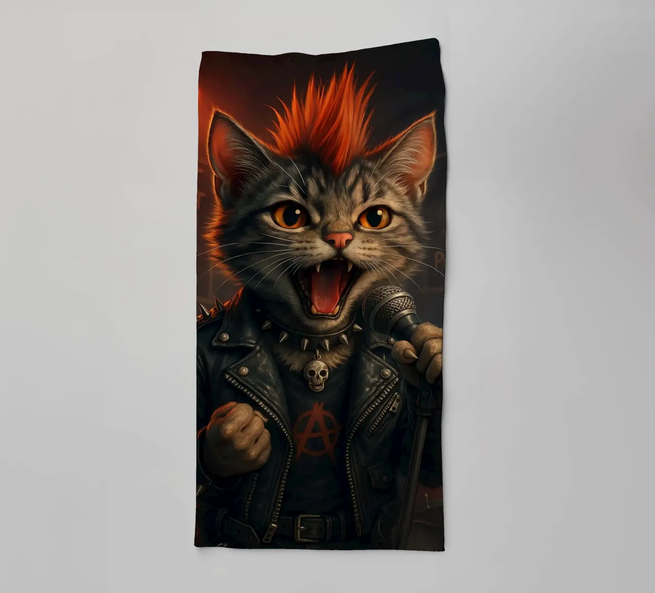 Cantante solista di Mohawk Punk Cat asciugamano da bagno da flufftee