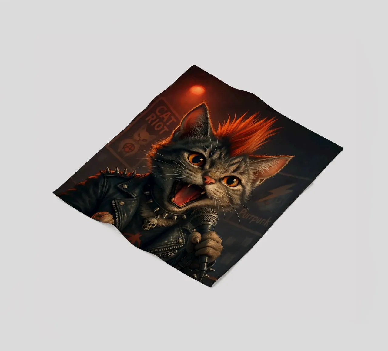 Cantante solista di Mohawk Punk Cat coperta in pile da flufftee