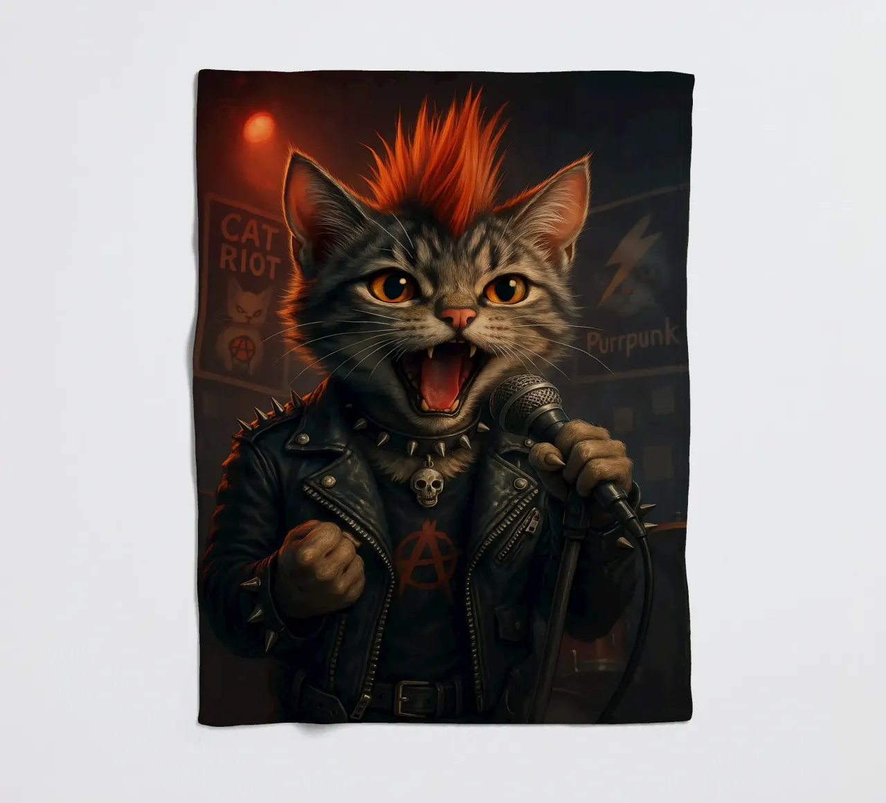 Cantante solista di Mohawk Punk Cat coperta in pile da flufftee