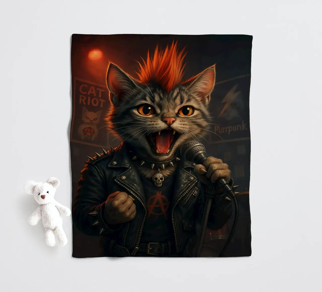 Cantante solista di Mohawk Punk Cat coperta in pile da flufftee