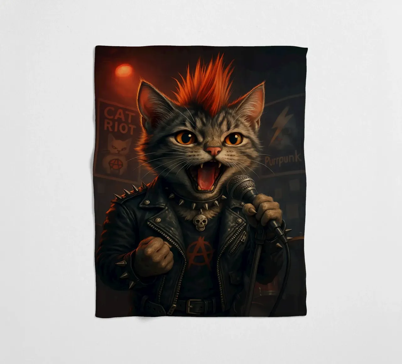 Cantante solista di Mohawk Punk Cat coperta in pile da flufftee