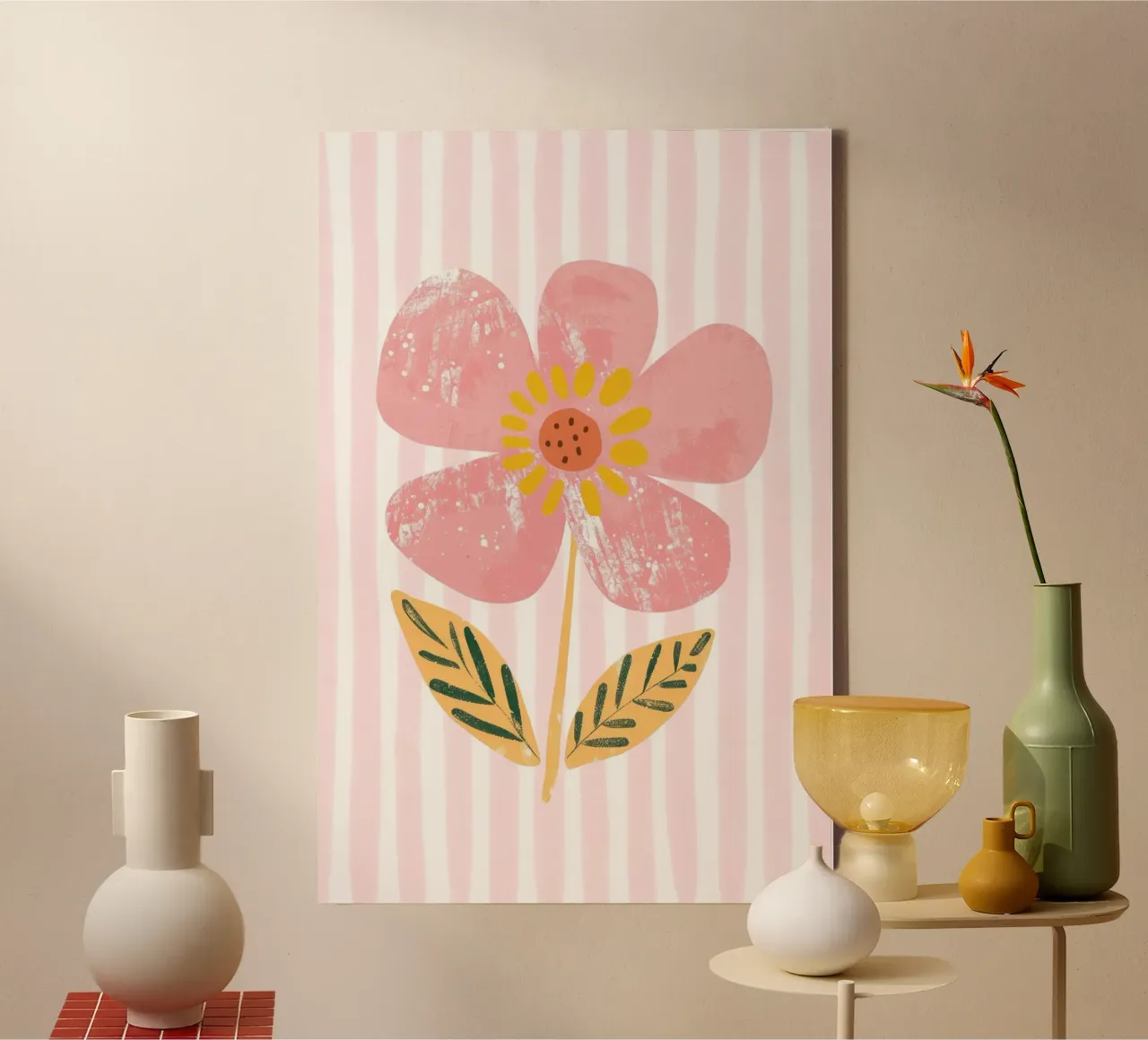Abstracte bloemenprint, kinderkamer kunst, kinderkamer bloemsierkunst canvas met Baklijst van Little Lola
