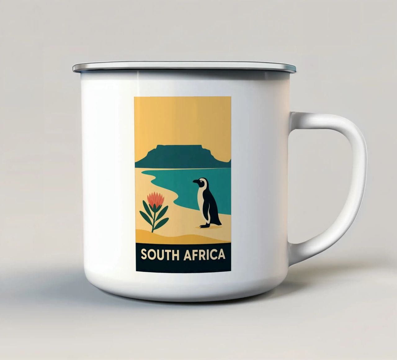 Zuid-Afrika Minimal - Zuid-Afrika tussen land en oceaan emaille mok van JETLAG | affiches voyage