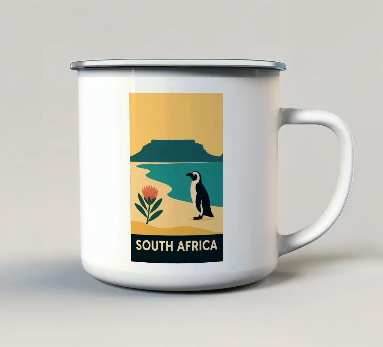 South Africa Minimal – L’Afrique du Sud entre Terre et Océan mug en émail de JETLAG | affiches voyage