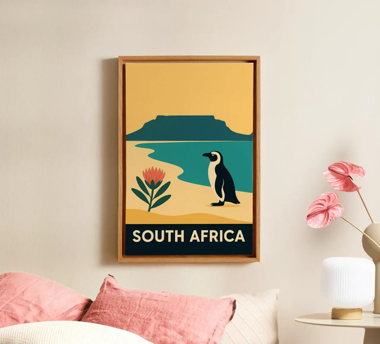 Sudafrica minimo - Il Sudafrica tra terra e oceano tela con Cornice a cassetta da JETLAG | affiches voyage