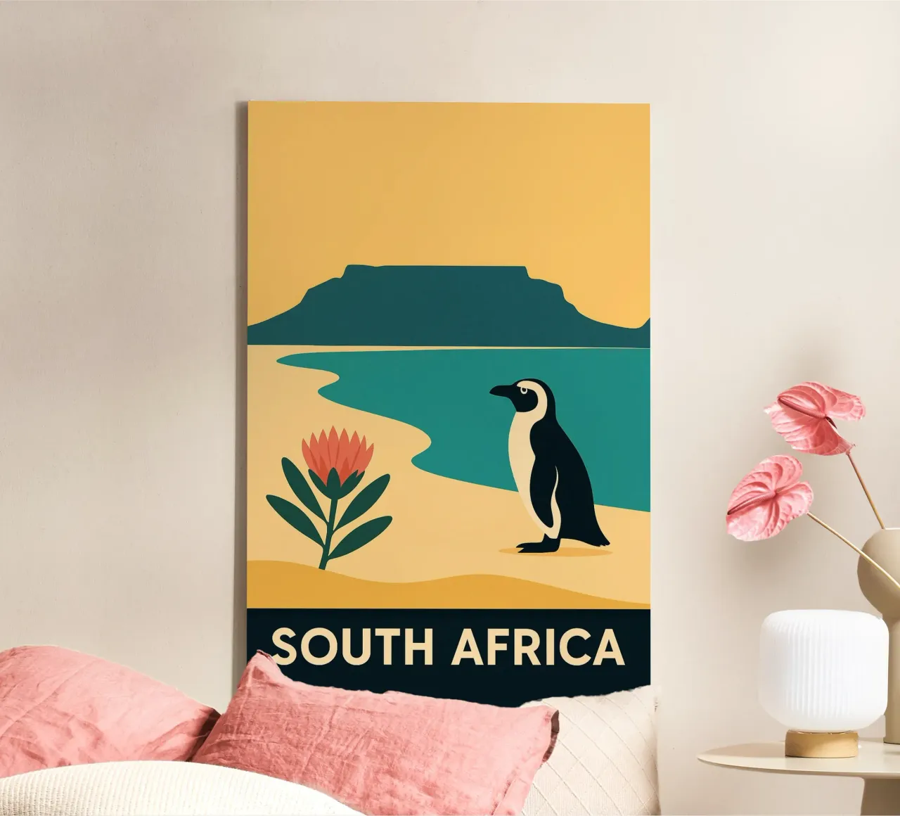 Sudafrica minimo - Il Sudafrica tra terra e oceano tela con Cornice a cassetta da JETLAG | affiches voyage