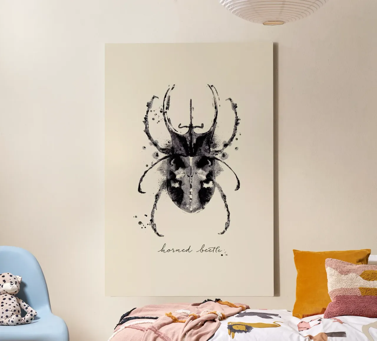 Ink Horned Beetle tela con Cornice a cassetta da Flora & Fauna