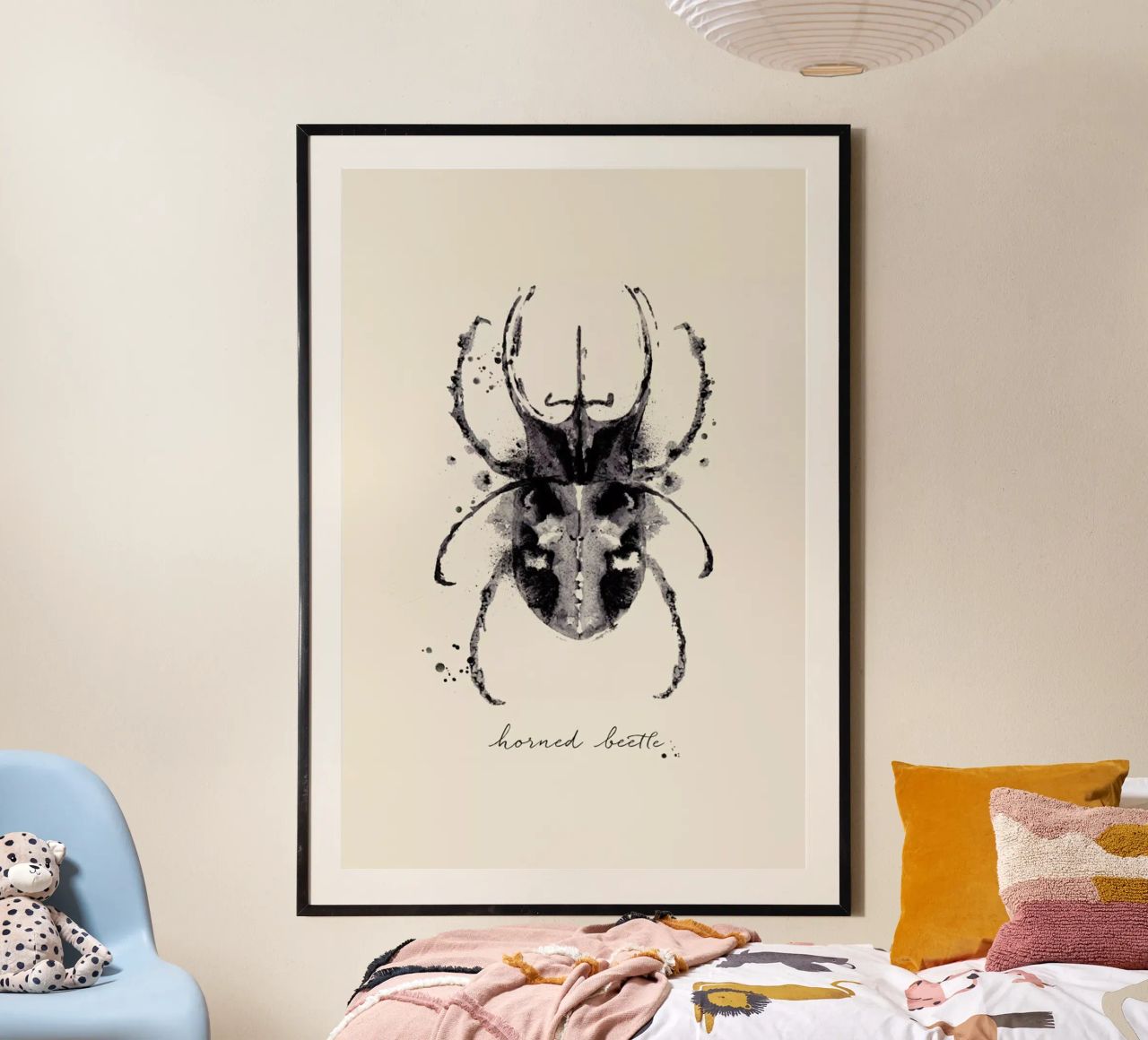 Ink Horned Beetle poster by Flora & Fauna