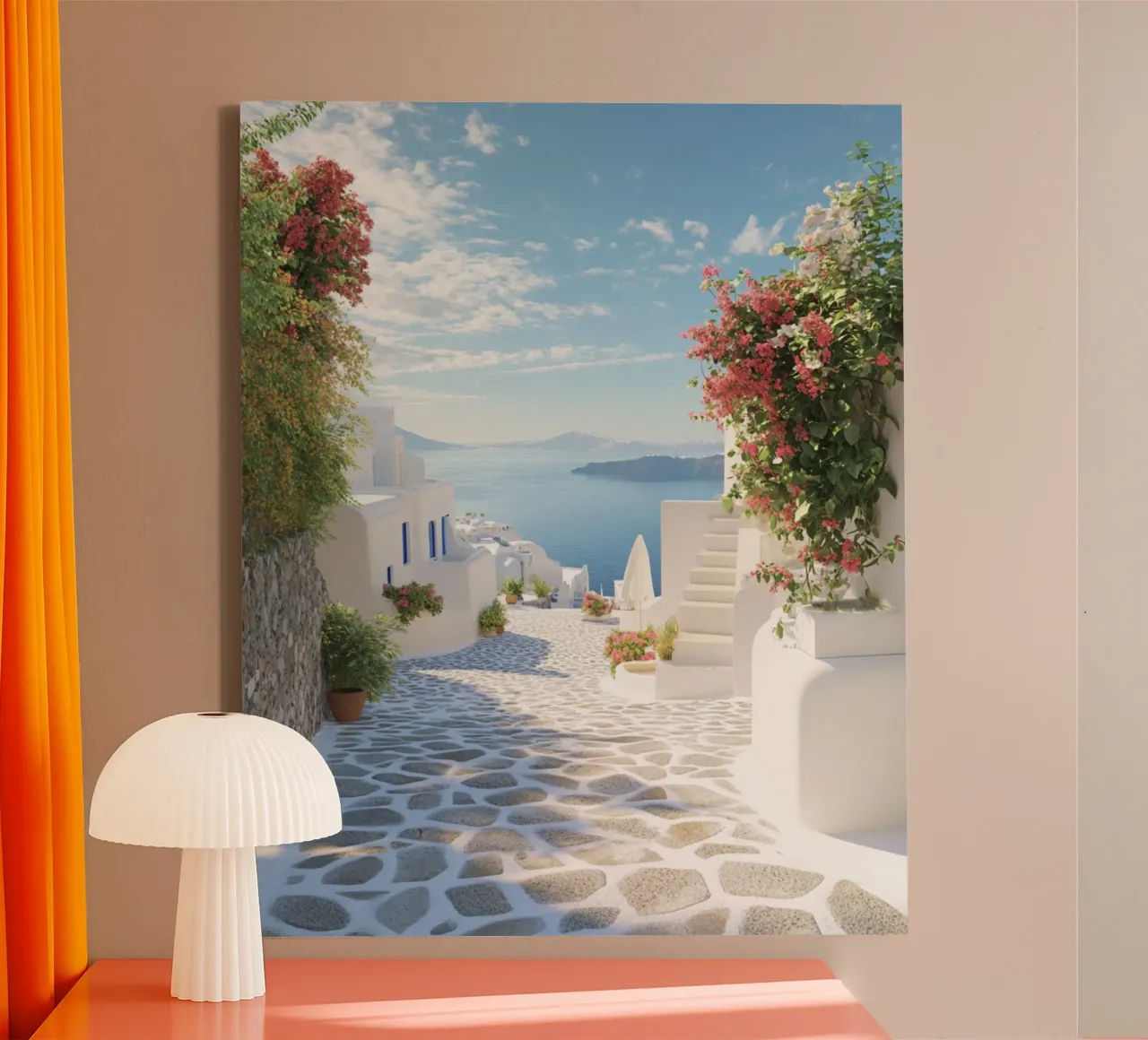 Santorini-Vibes Leinwand von PhotoVibe Decor