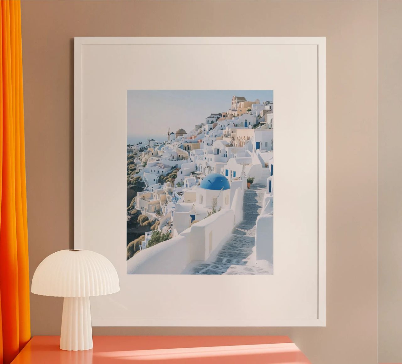 Santorini-Vibes Poster von PhotoVibe Decor