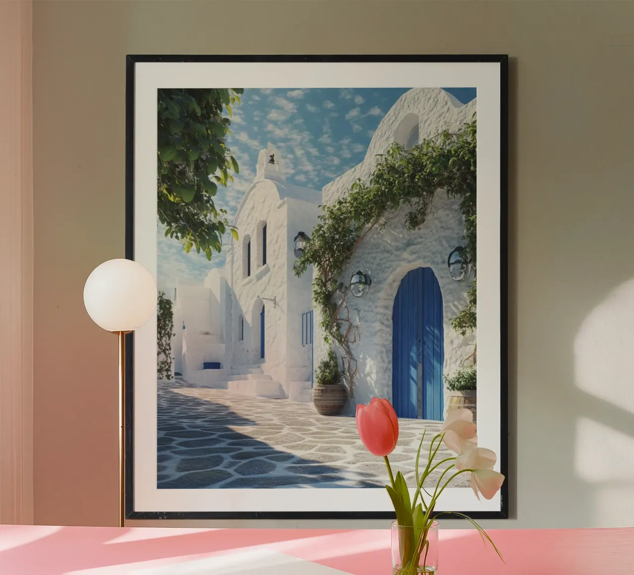 Les vibrations de Santorin poster de PhotoVibe Decor