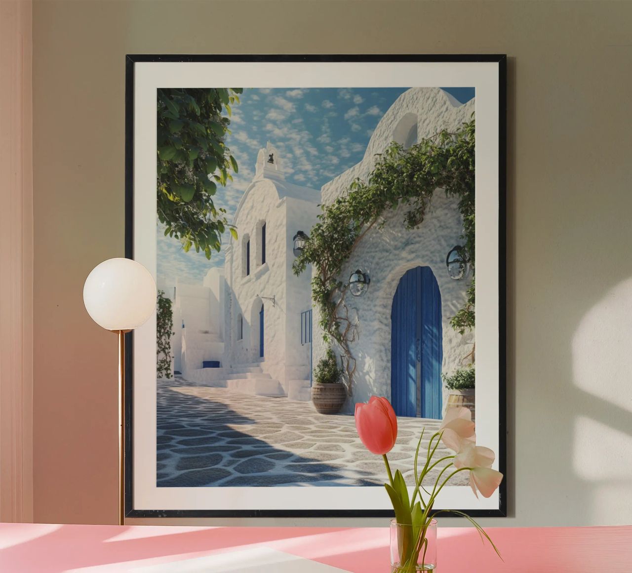 Santorini-Vibes Poster von PhotoVibe Decor