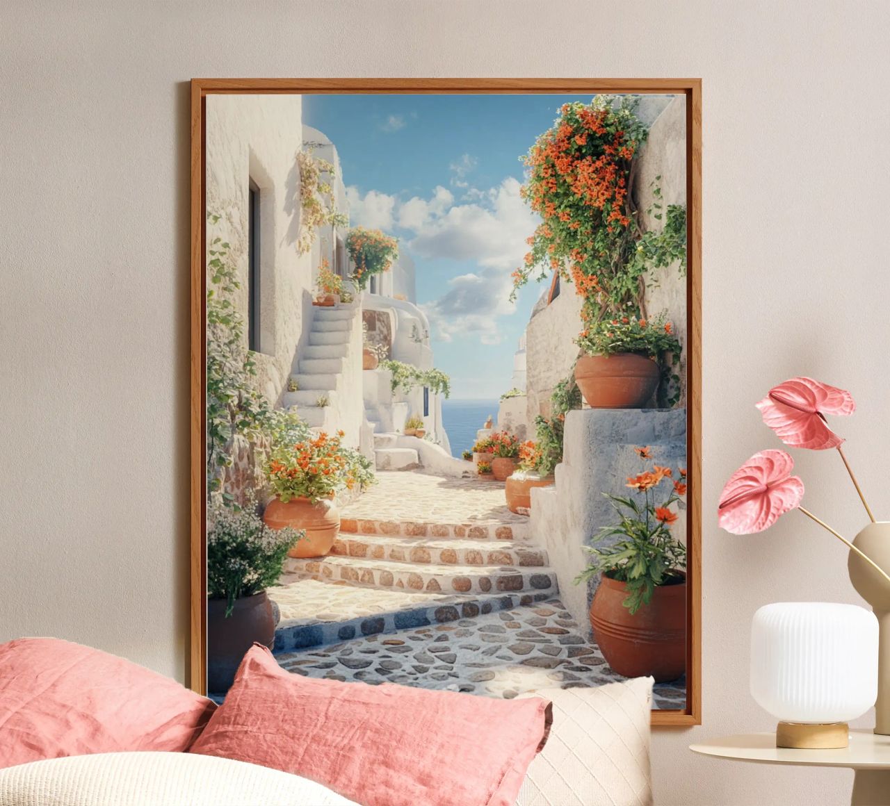 Santorini-Vibes Alu-Dibond von PhotoVibe Decor