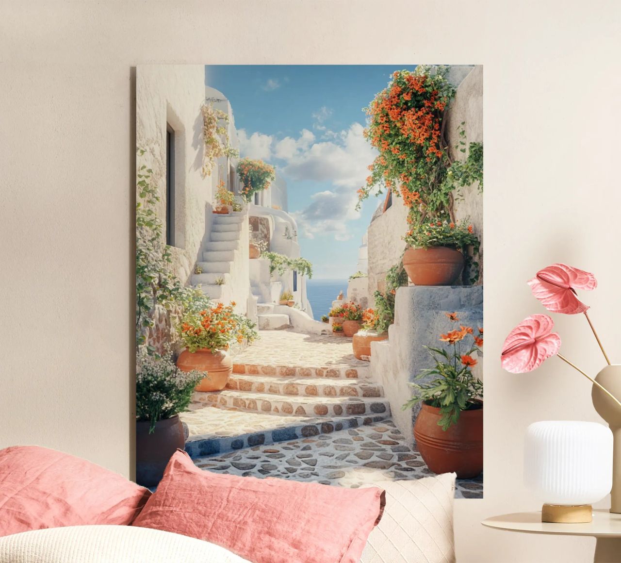 Santorini-Vibes Alu-Dibond von PhotoVibe Decor