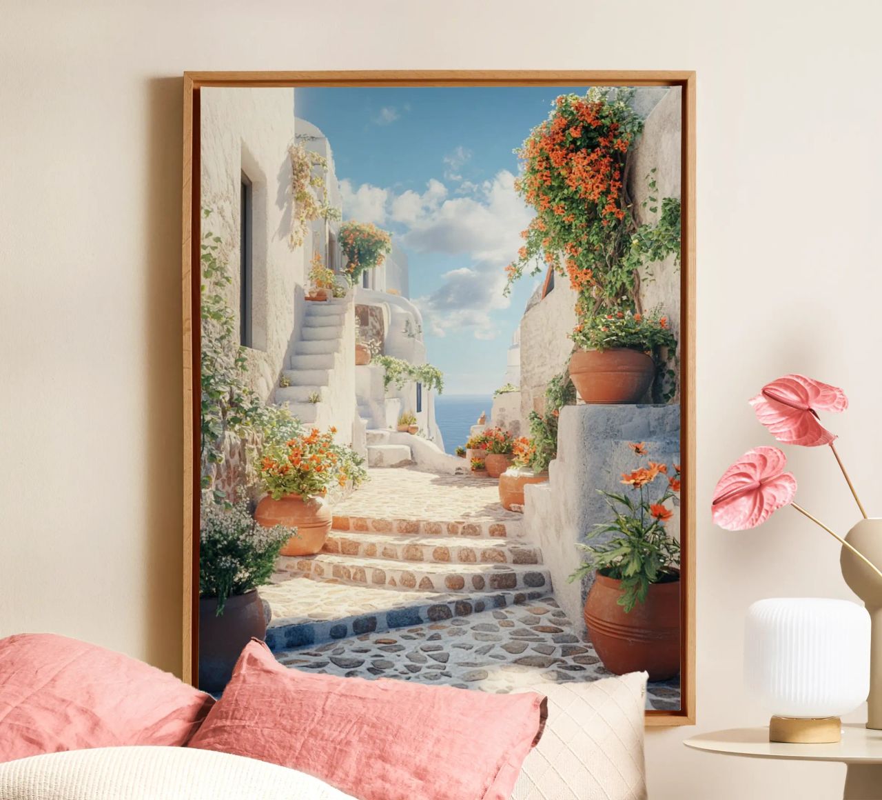 Santorini-Vibes Leinwand von PhotoVibe Decor