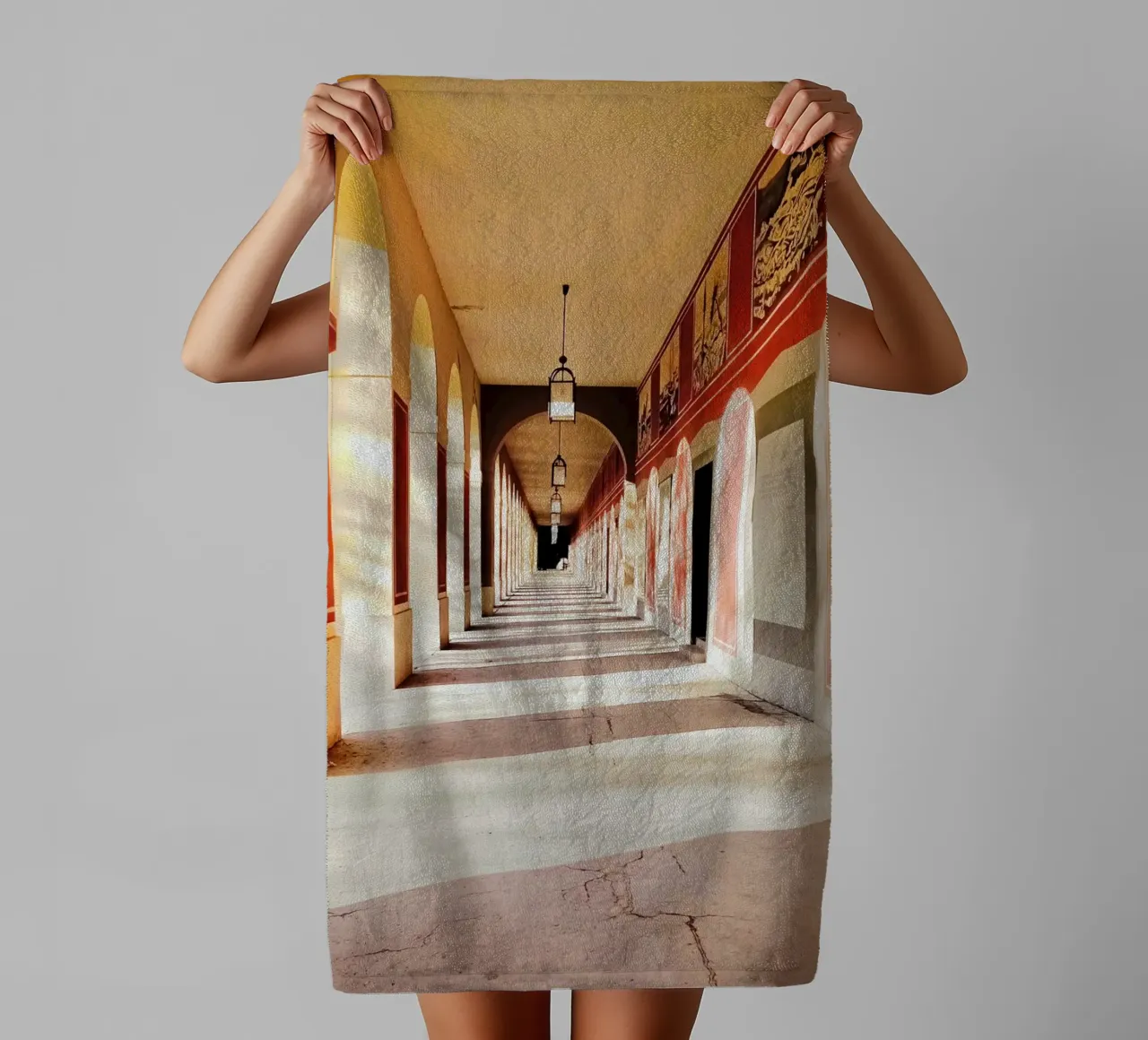 Sunlight in the hallway. towel by KISSA STUDIO