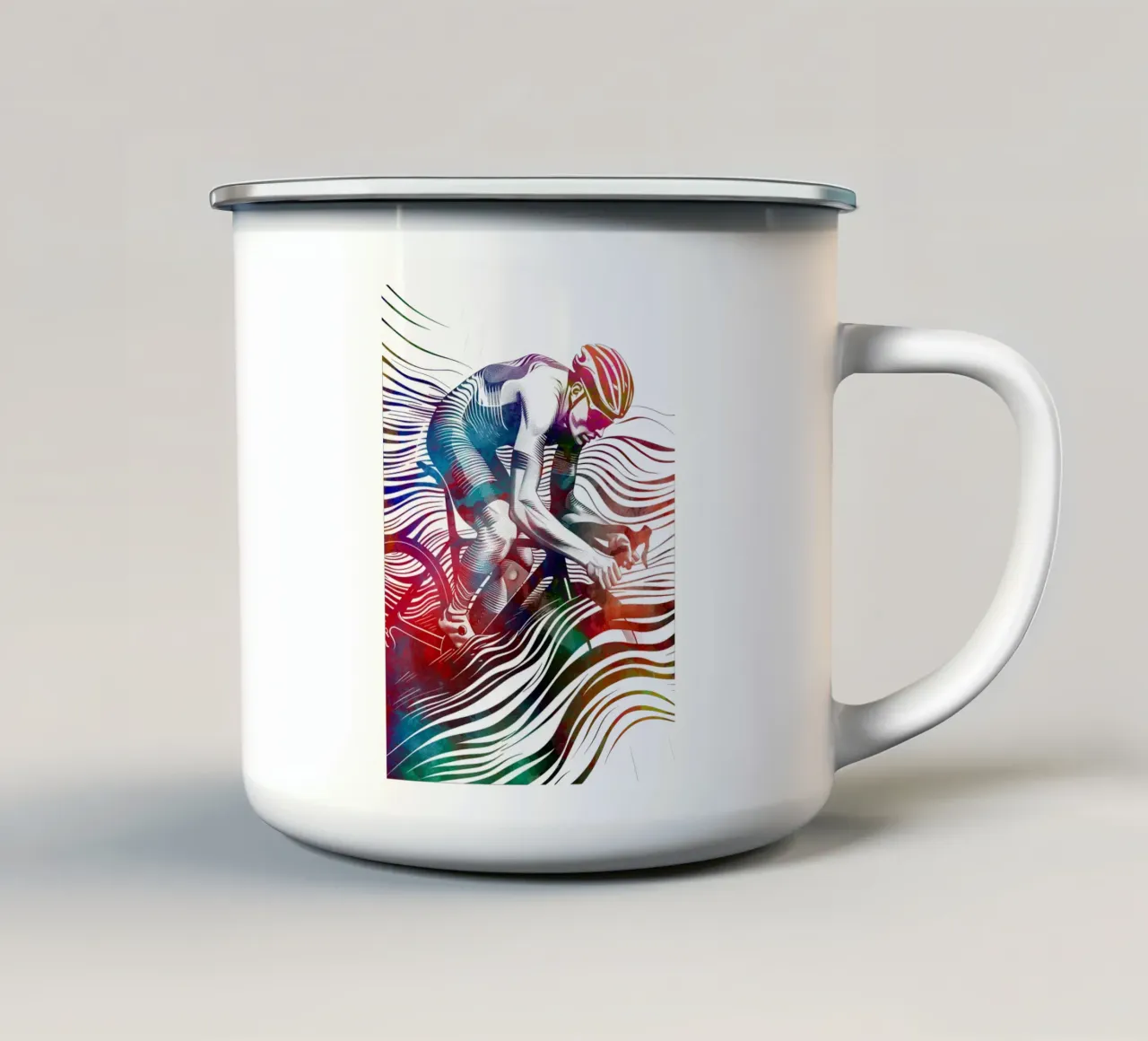 Radsport Kunst weiß Emaille Tasse von SPORT