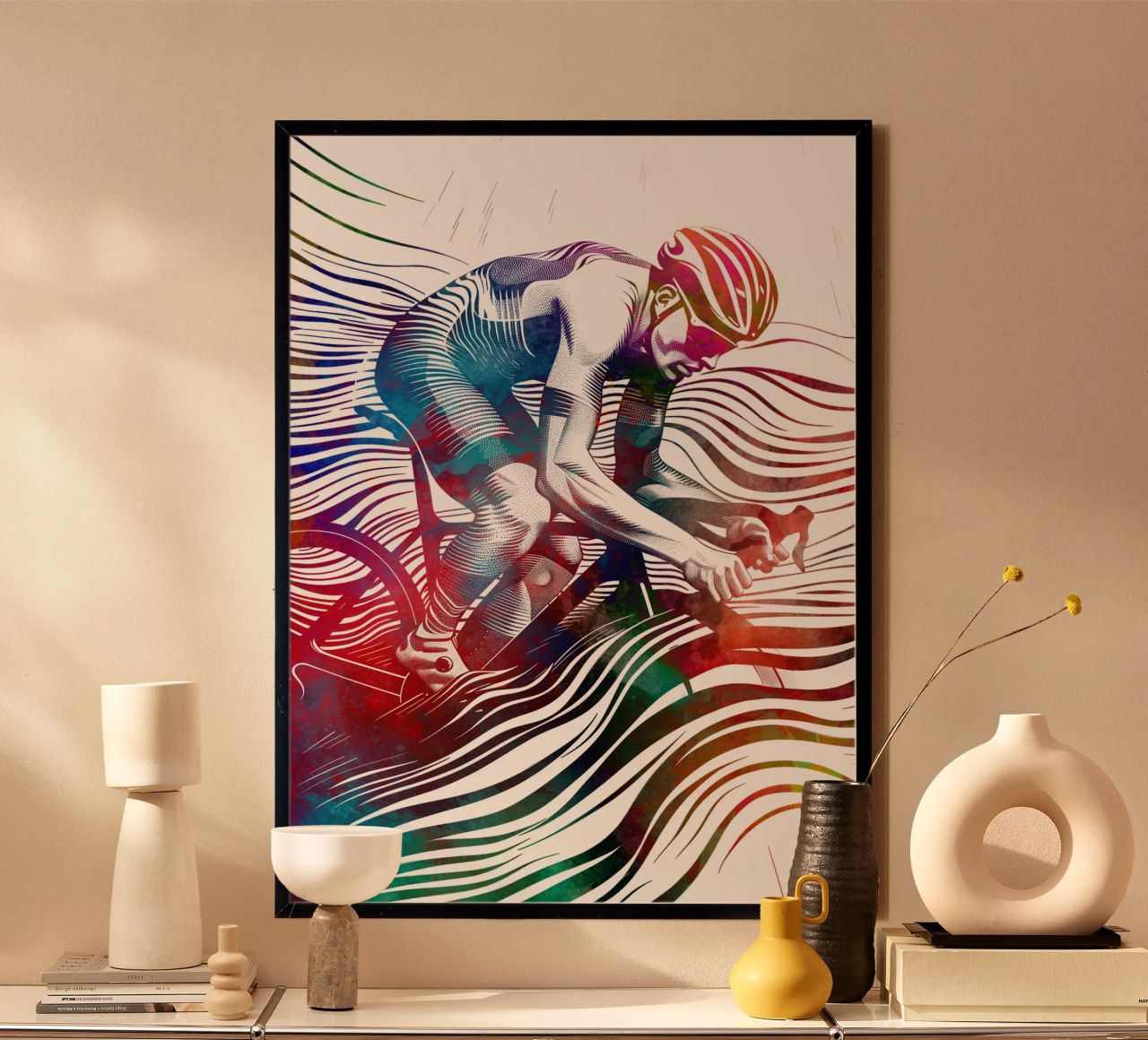 Cycling sport art white poster by SPORT