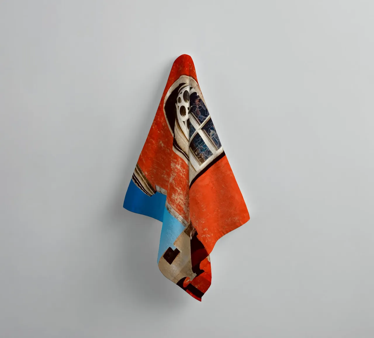 Retro Red Castle towel by KISSA STUDIO
