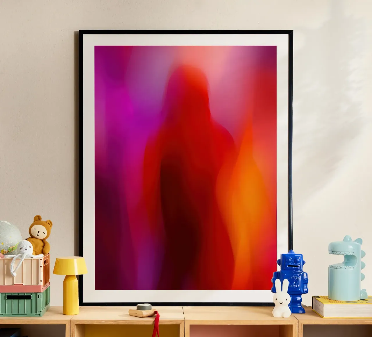 Un incontro fugace in arancione, rosso e rosa poster da Autofocus