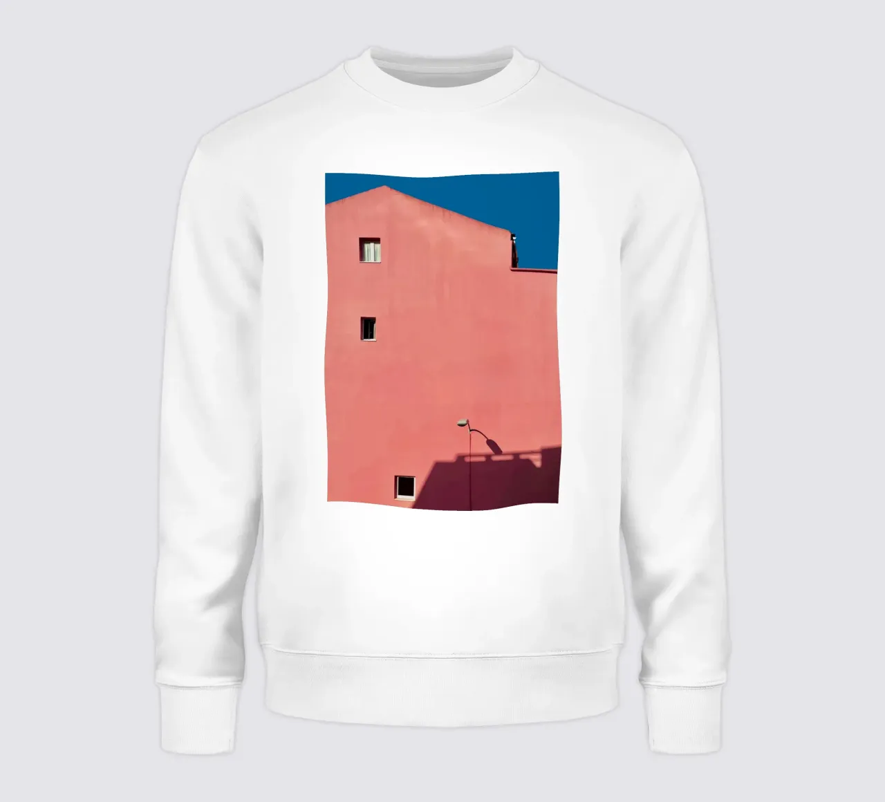 Pink Building - minimal architecture sweatshirt by KISSA STUDIO
