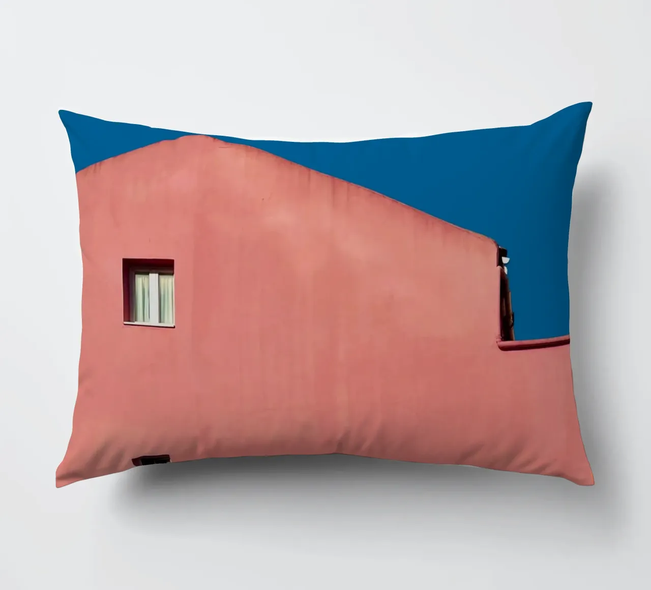 Pink Building - minimal architecture decorative cushion by KISSA STUDIO
