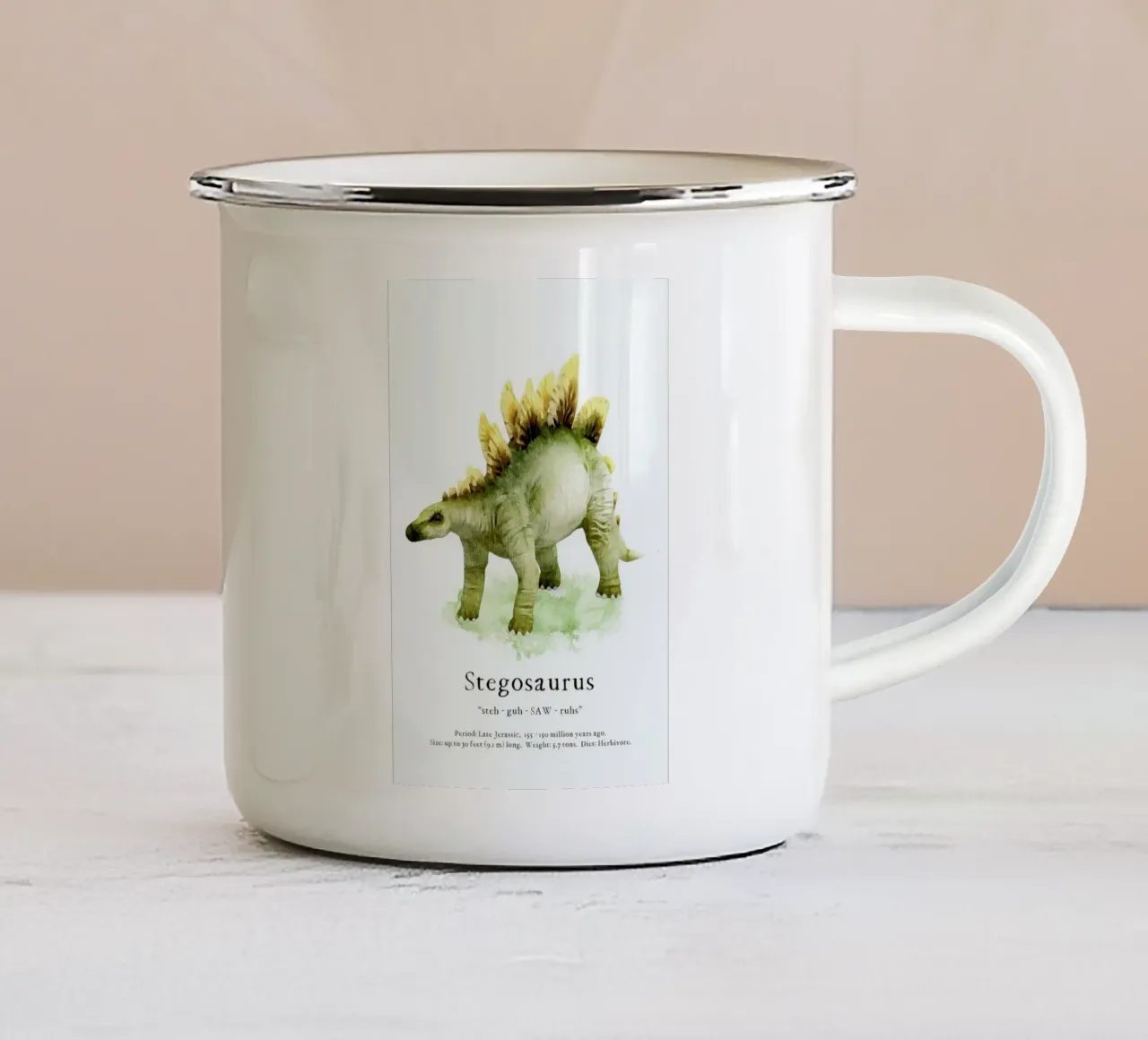 Stegosaurus tazza in smalto da Lila x Lola