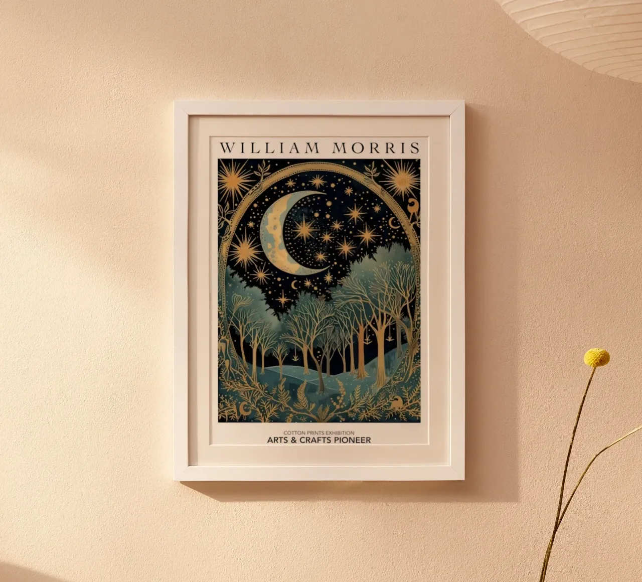 corpi celesti bosco e cielo notturno william morris poster con telaio in alluminio da komo store