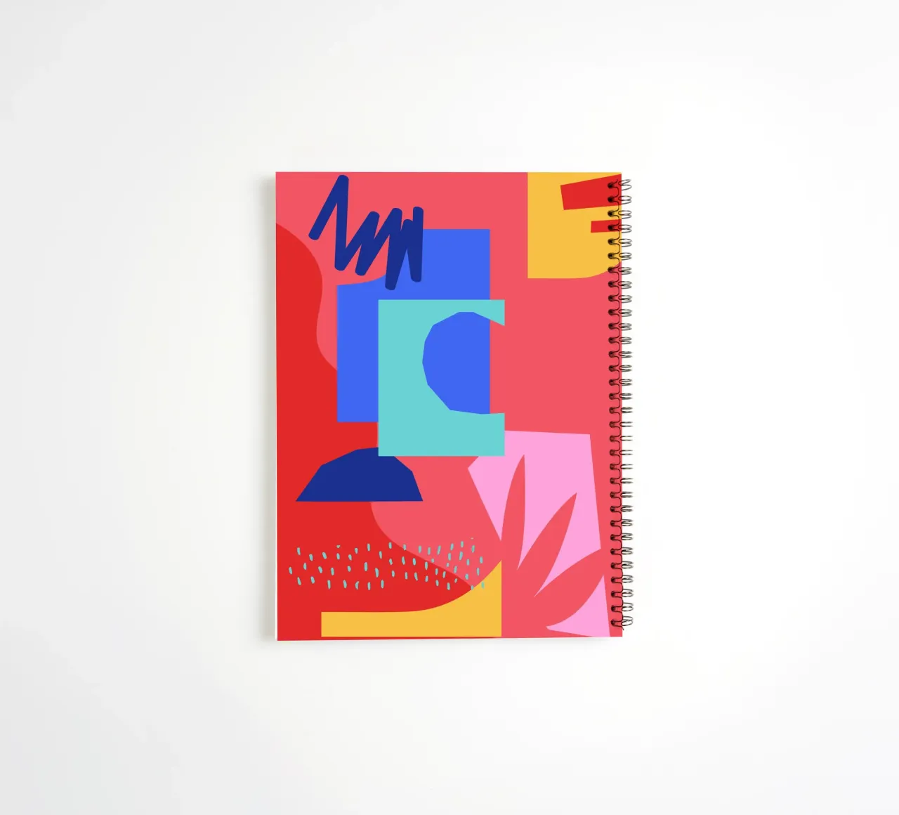 Red and Blue Abstract Shapes spiral notebook by Kim Hubball Studio