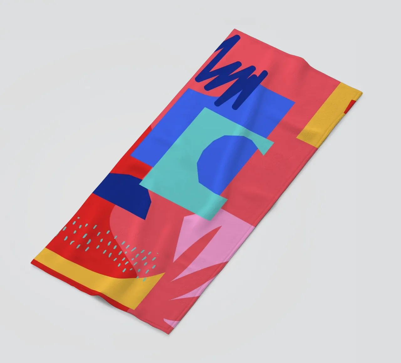Red and Blue Abstract Shapes beach towel by Kim Hubball Studio