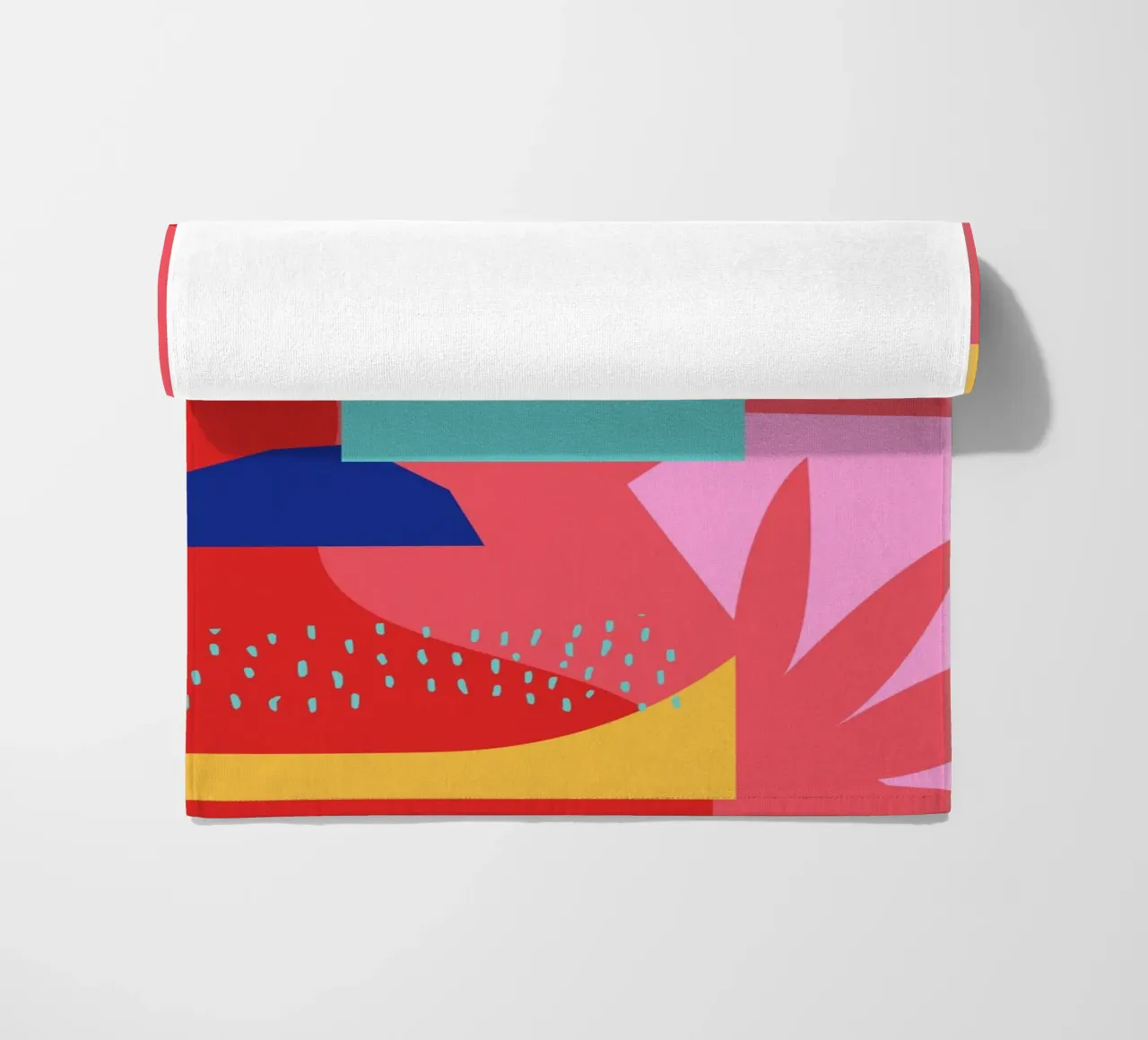 Red and Blue Abstract Shapes beach towel by Kim Hubball Studio