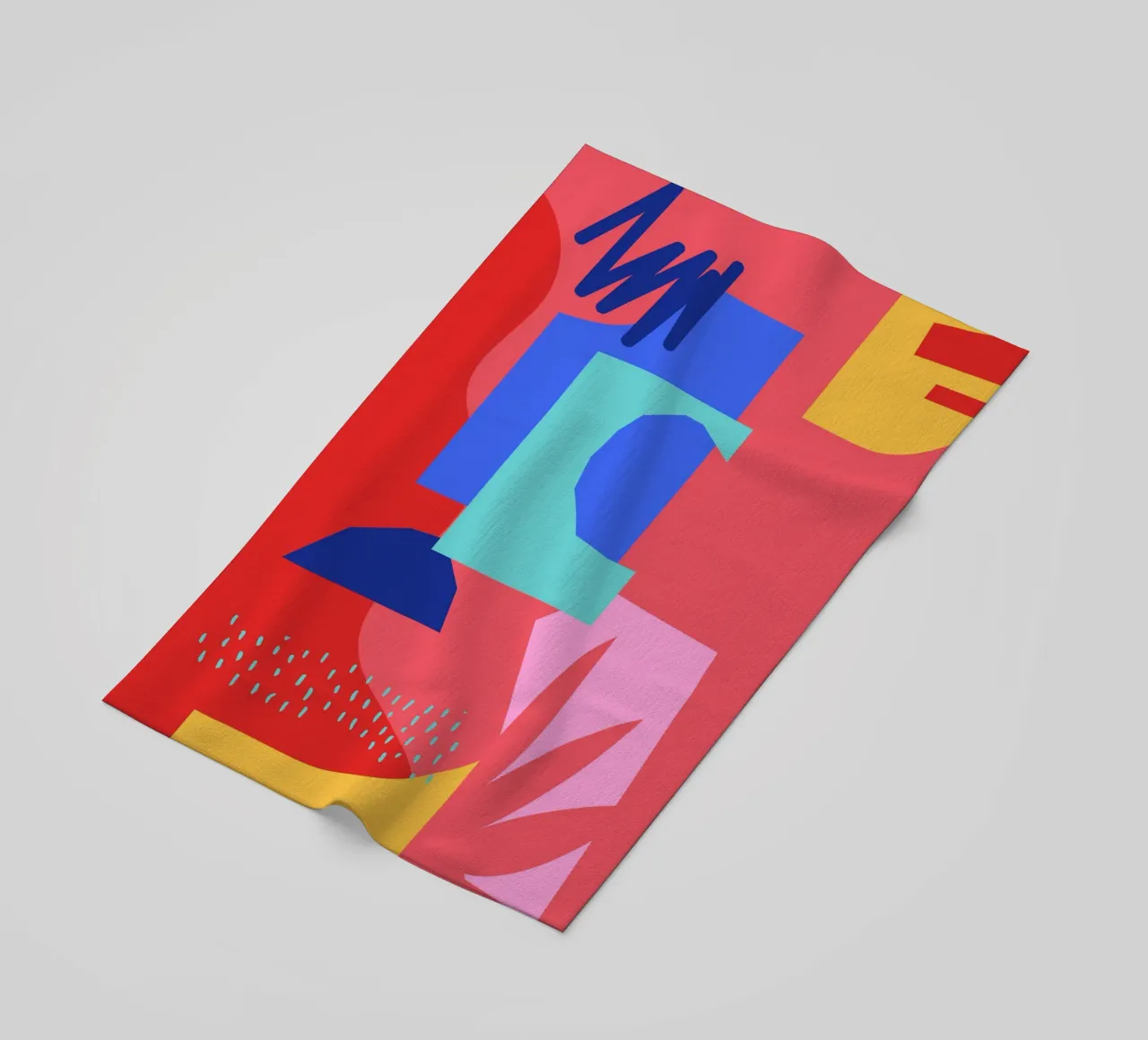 Red and Blue Abstract Shapes beach towel by Kim Hubball Studio