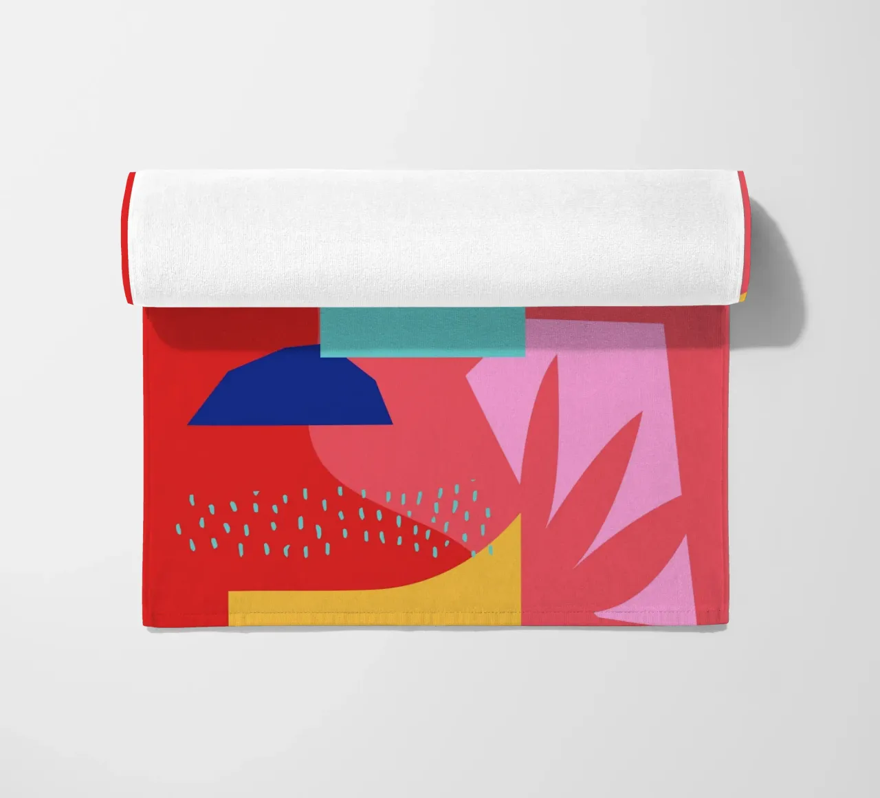 Red and Blue Abstract Shapes beach towel by Kim Hubball Studio