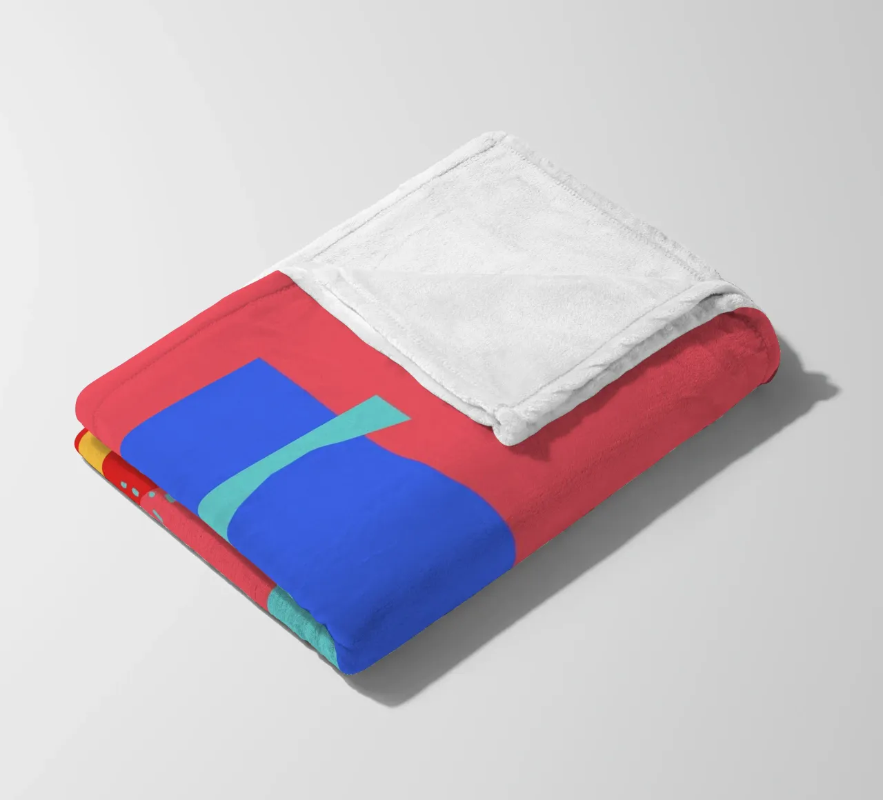 Red and Blue Abstract Shapes fleece blanket by Kim Hubball Studio