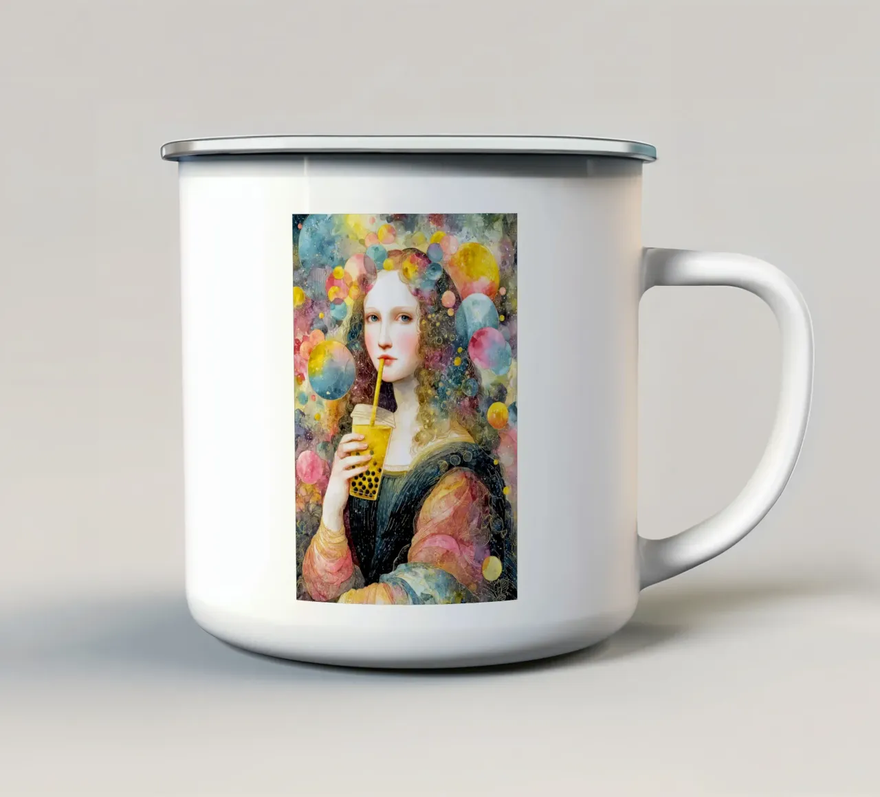 Bubbelthee emaille mok van Justyna Jaszke JBJart