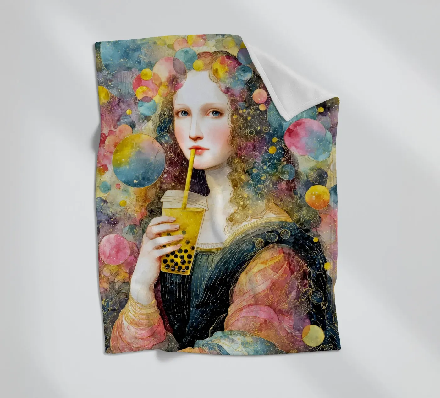 Bubble tea fleece blanket by Justyna Jaszke JBJart