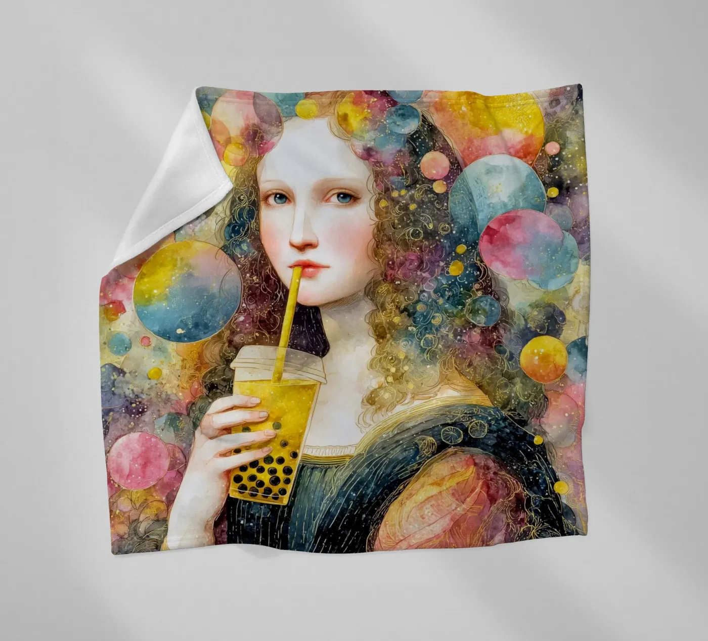 Bubble tea fleece blanket by Justyna Jaszke JBJart