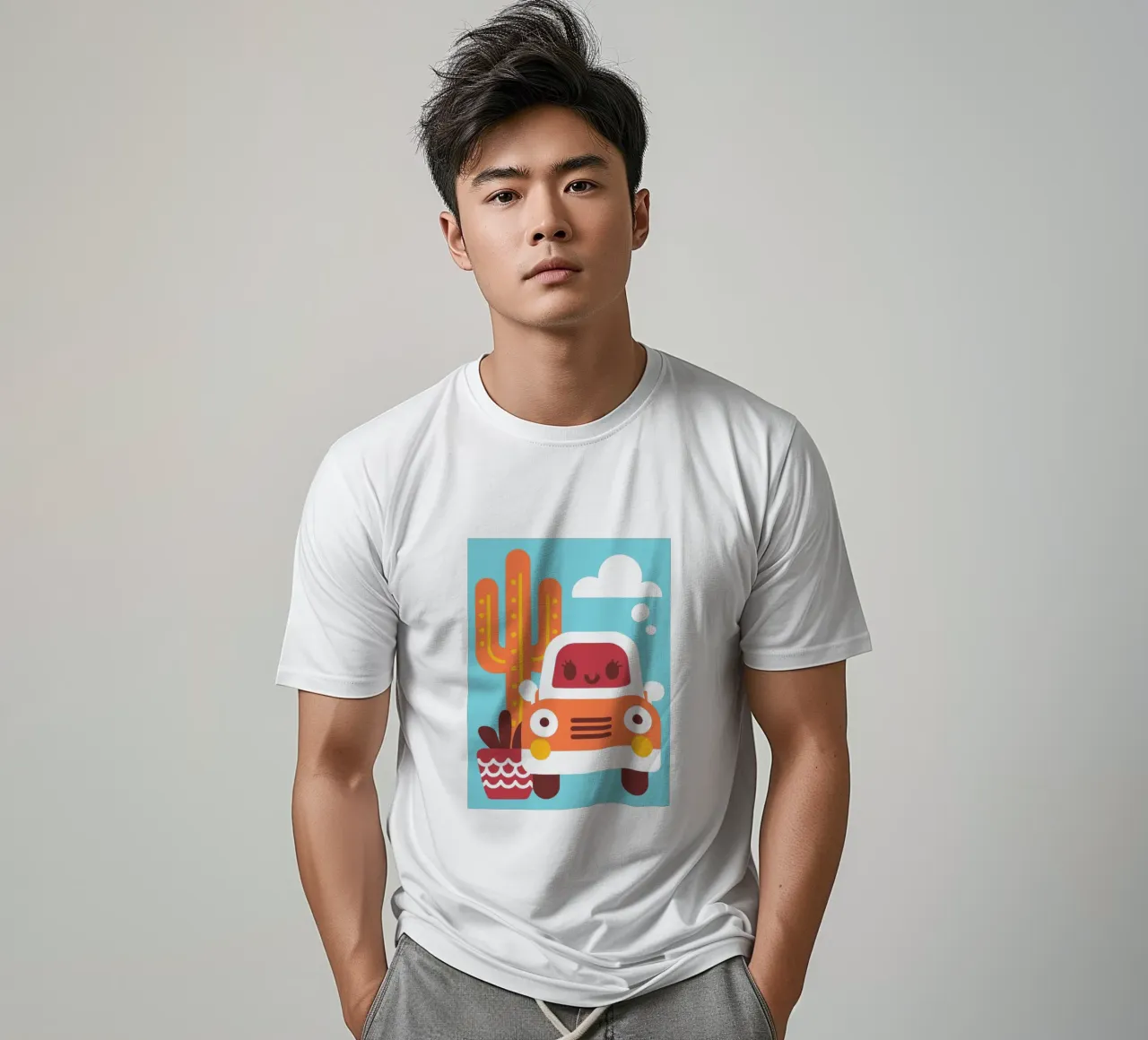 Cactus e automobili t-shirt da FLOWER PLACE SHOP