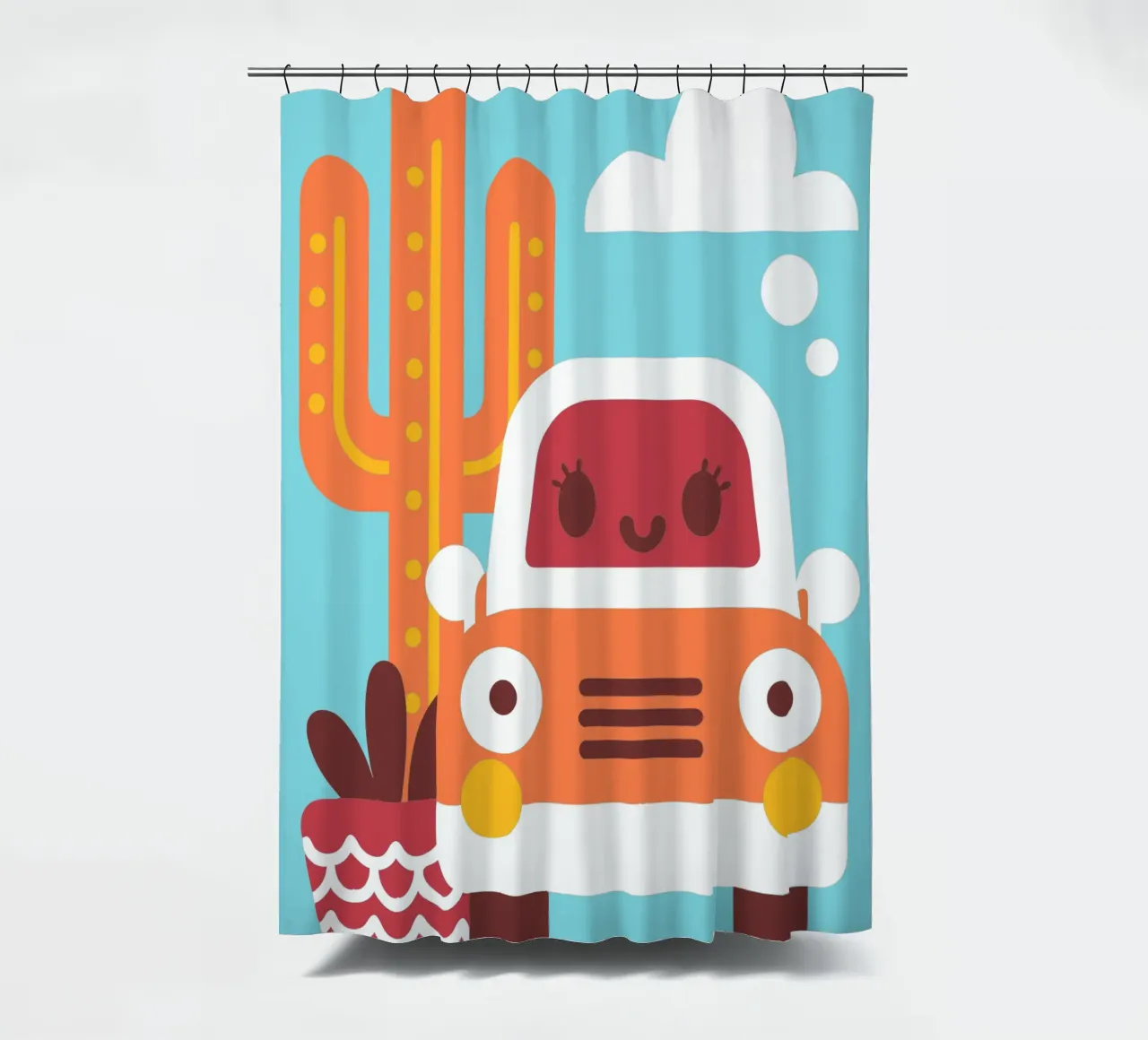 Cactussen en auto's douchegordijn van FLOWER PLACE SHOP