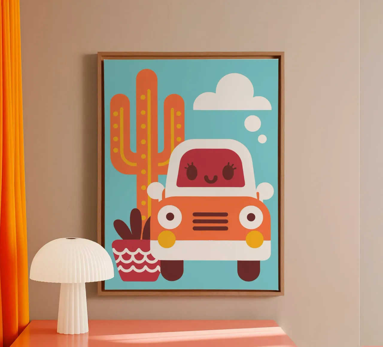 Kaktus und Autos Leinwand von FLOWER PLACE SHOP