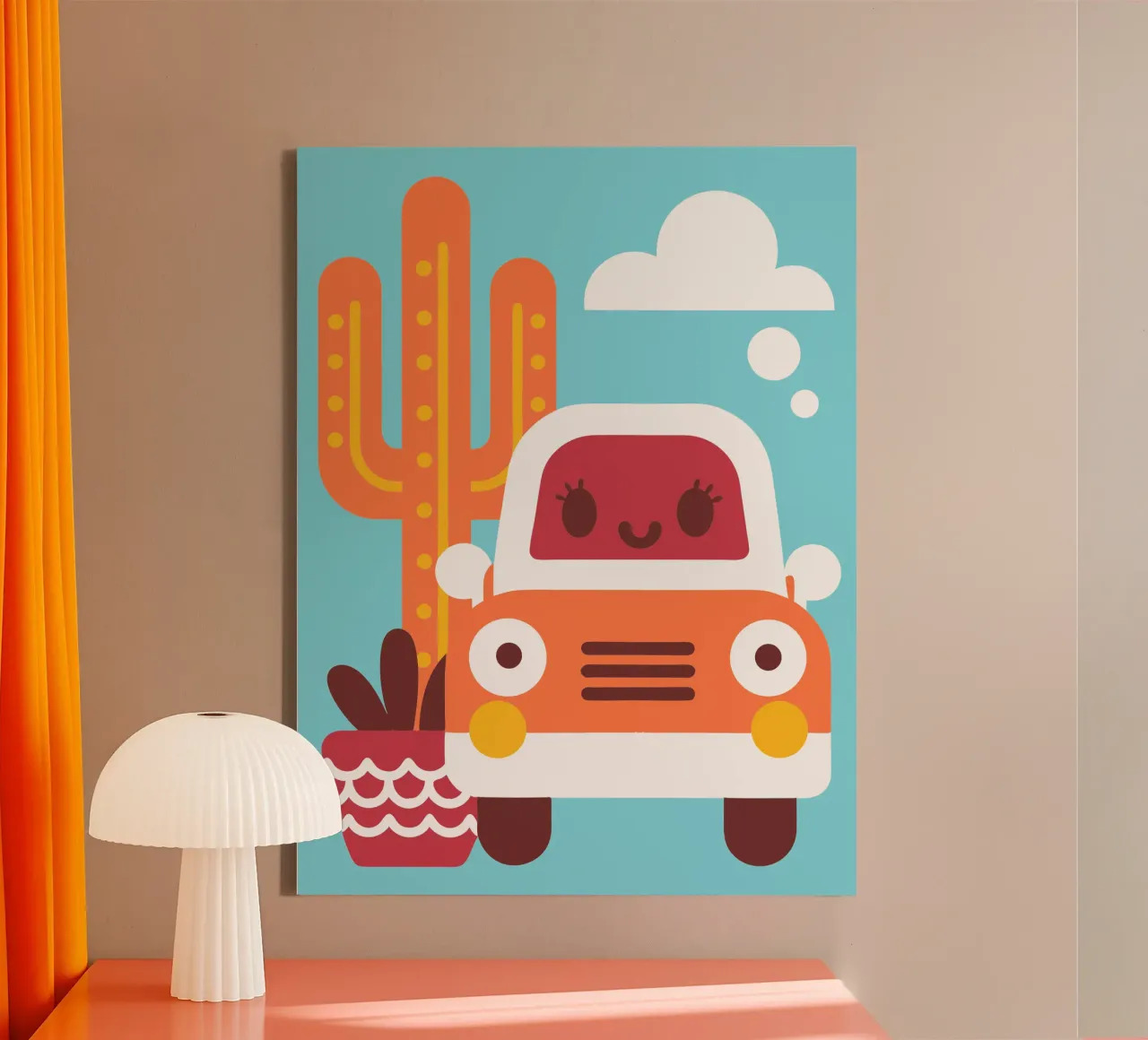 Kaktus und Autos Leinwand von FLOWER PLACE SHOP